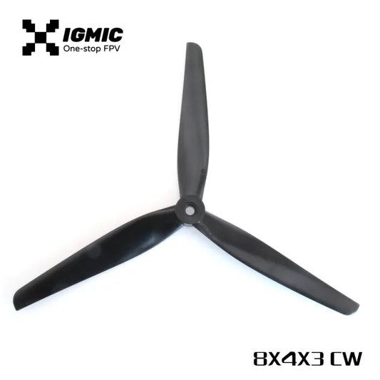 IGMIC MacroQuad Prop 8X4X3 inch  inch Tri-Blades CW Propeller for FPV Drone Black-Glass Fiber Nylon