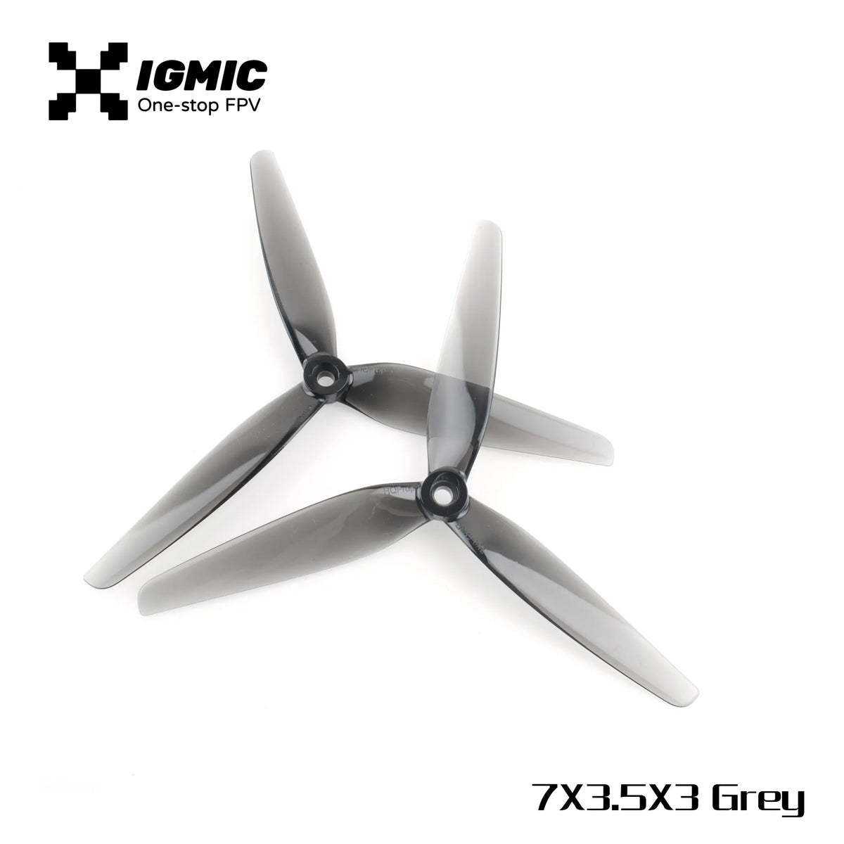 IGMIC 7X3.5X3 inch  Helical Tri-Blade Propeller for RC FPV Drone Quadcopter (2CW+2CCW)-(Light Grey) Poly Carbonate