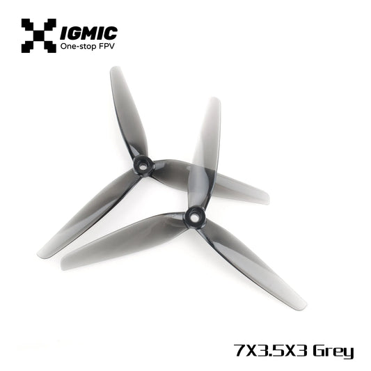 IGMIC 7X3.5X3 inch  Helical Tri-Blade Propeller for RC FPV Drone Quadcopter (2CW+2CCW)-(Light Grey) Poly Carbonate