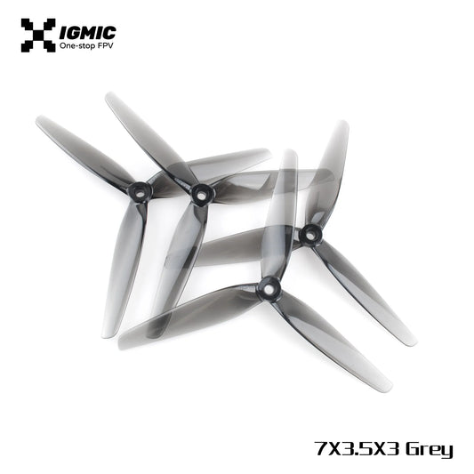 IGMIC 7X3.5X3 inch  Helical Tri-Blade Propeller for RC FPV Drone Quadcopter (2CW+2CCW)-(Light Grey) Poly Carbonate