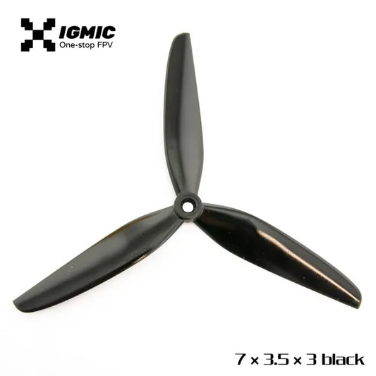 IGMIC 7X3.5X3V1S (2CW+2CCW) inch Tri-Blade Propeller for RC FPV Drone Quadcopter-(light red and black)Poly Carbonate