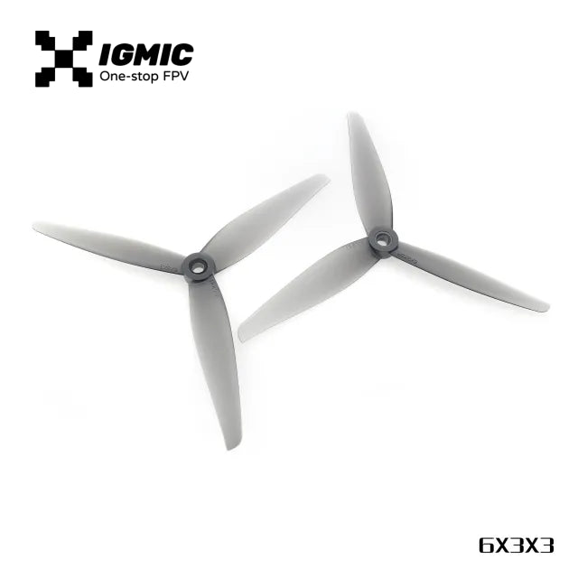 IGMIC Helical Tri-Blade Propeller for FPV Drone 6X3X3 (2CW+2CCW)- (Grey and bright yellow) Poly Carbonate