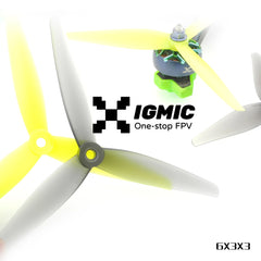 IGMIC Helical Tri-Blade Propeller for FPV Drone 6X3X3 (2CW+2CCW)- (Grey and bright yellow) Poly Carbonate