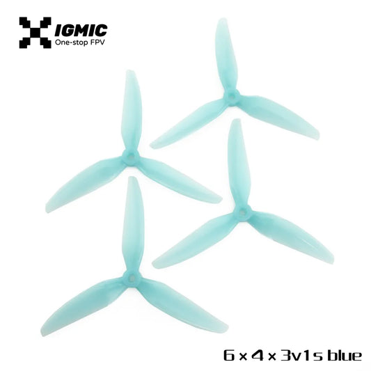 IGMIC Helical Tri-Blade Propeller for FPV Drone 6X4X3 inch V1S (2CW+2CCW)-(blue) Poly Carbonate