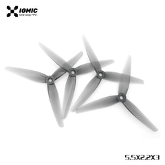 IGMIC  5.5X2.2X3 inch Helical Tri-Blade Propeller for FPV Drone Light Grey (2CW+2CCW)-Poly Carbonate