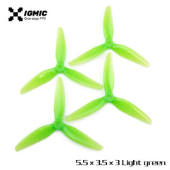 IGMIC Helical Tri-Blade Propeller for FPV Drone 5.5X3.5X3 inch (2CW+2CCW)- Poly Carbonate (3sets, Green Blue Red)