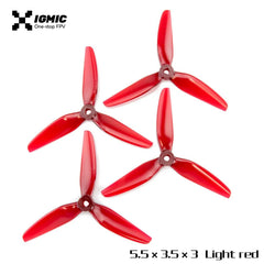 IGMIC Helical Tri-Blade Propeller for FPV Drone 5.5X3.5X3 inch (2CW+2CCW)- Poly Carbonate (3sets, Green Blue Red)