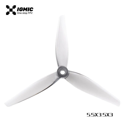 IGMIC Helical Tri-Blade Propeller for FPV Drone 5.5X3.5X3 inch V2 Light Grey (2CW+2CCW)-Poly Carbonate