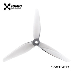 IGMIC Helical Tri-Blade Propeller for FPV Drone 5.5X3.5X3 inch V2 Light Grey (2CW+2CCW)-Poly Carbonate